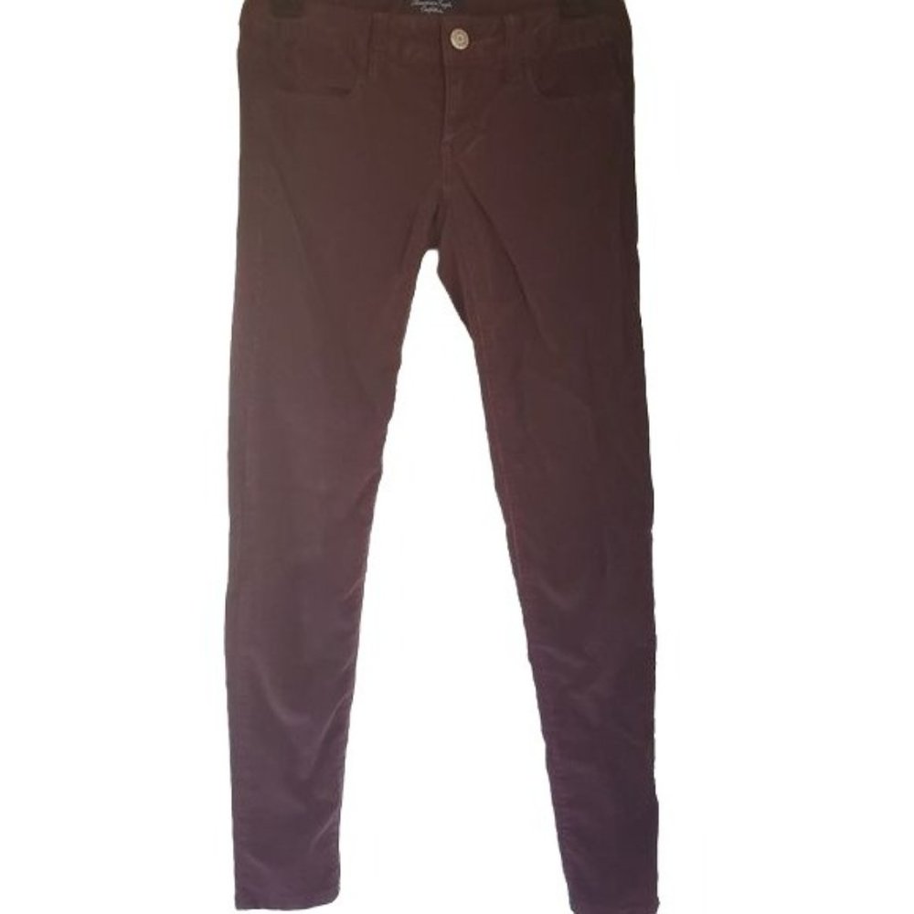 AMERICAN EAGLE OUTFITTERS Womens Jeans Corduroy Super Stretch Burgundy Size 0